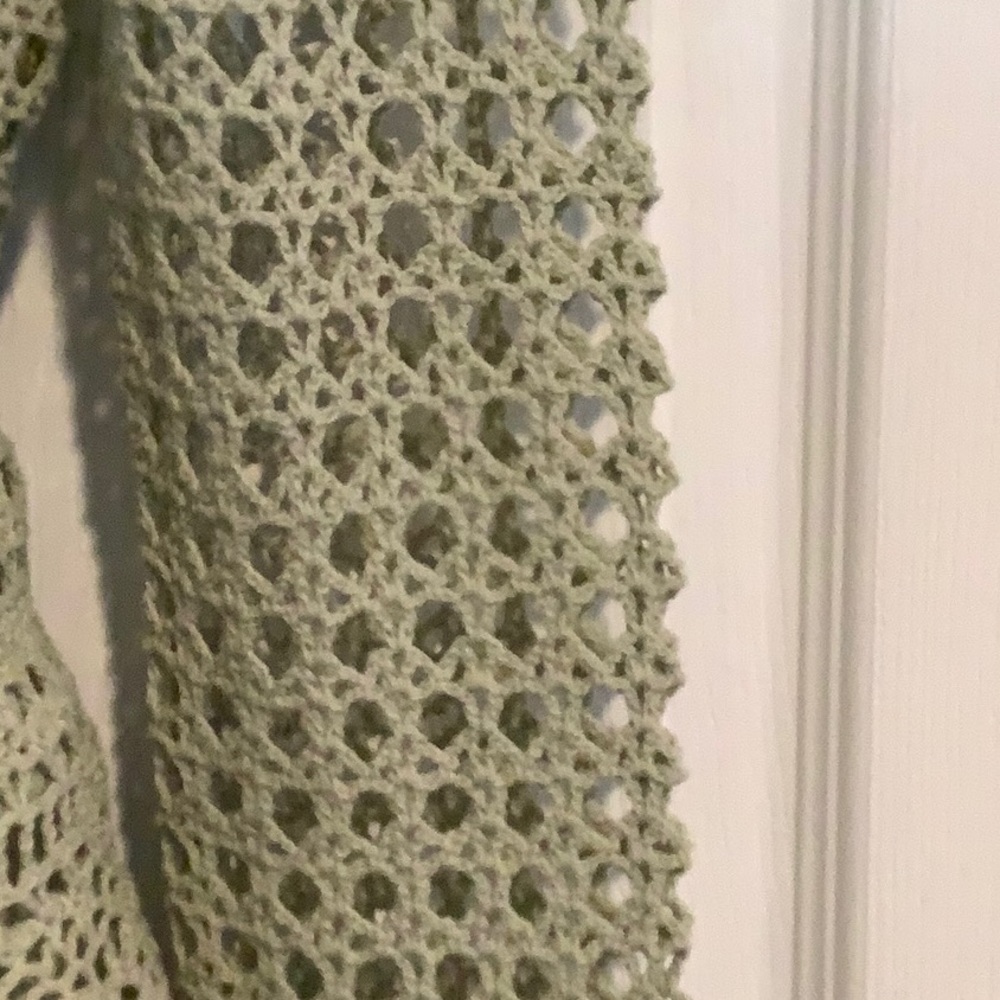 VERY VERA Green Open Knit Overlay Floral Cottagecore Bohemian Top/Skirt Set L - Picture 2 of 9